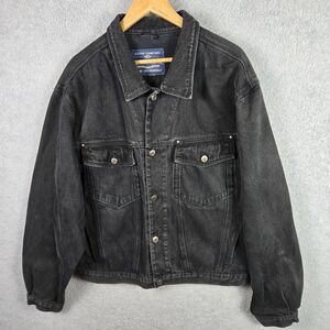 90s Unionbay Denim Trucker Jacket Mens XL Washed Black Grunge